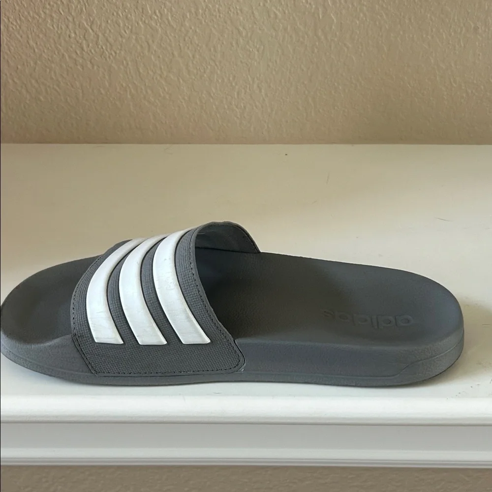 adidas Gray and White Slide Sandals